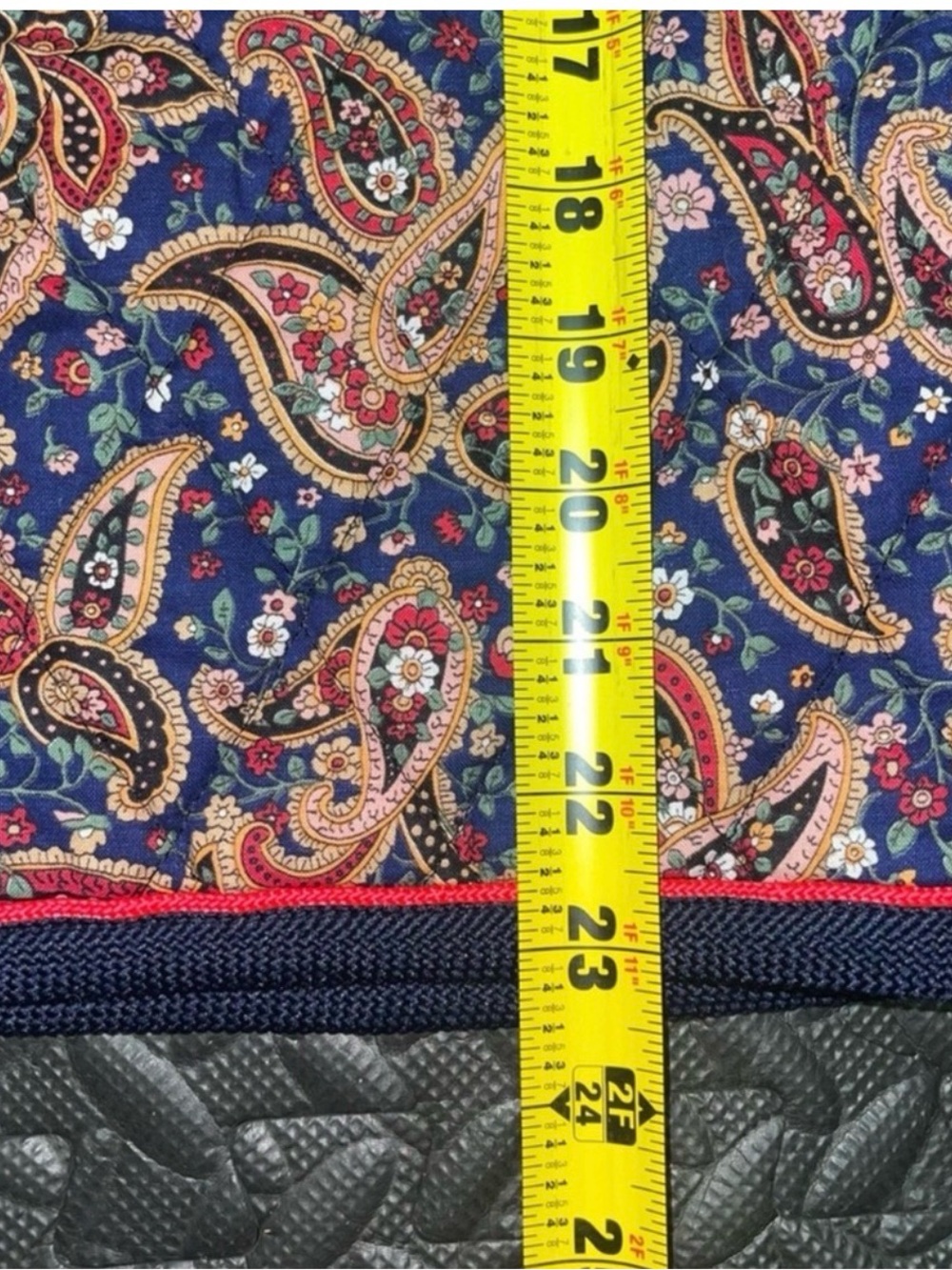 Vintage Quilted Jacket Paisley Designer Style Cottage Boho Red Navy Size 14 - Picture 7 of 8